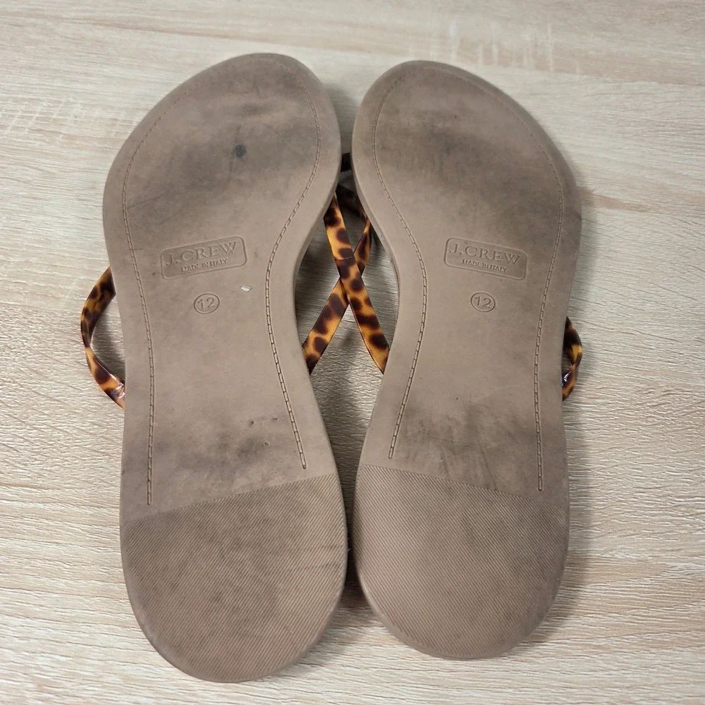 J.Crew Made in Italy Tortoise Flip Flop Sandals Women's 12 Brown Thong